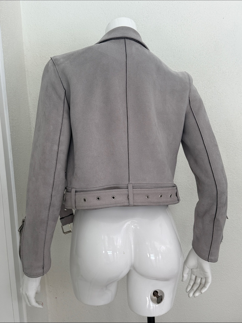 Zara UltraSuede Moto Jacket - Light Gray size XS- Excellent - Picture 5 of 13
